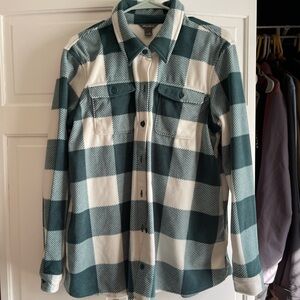 Eddie Bauer Green and White Striped Shirt